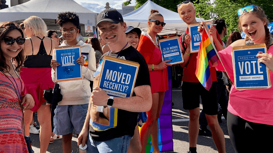 Photo: Alliance for Youth Organizing organizers registering voters.