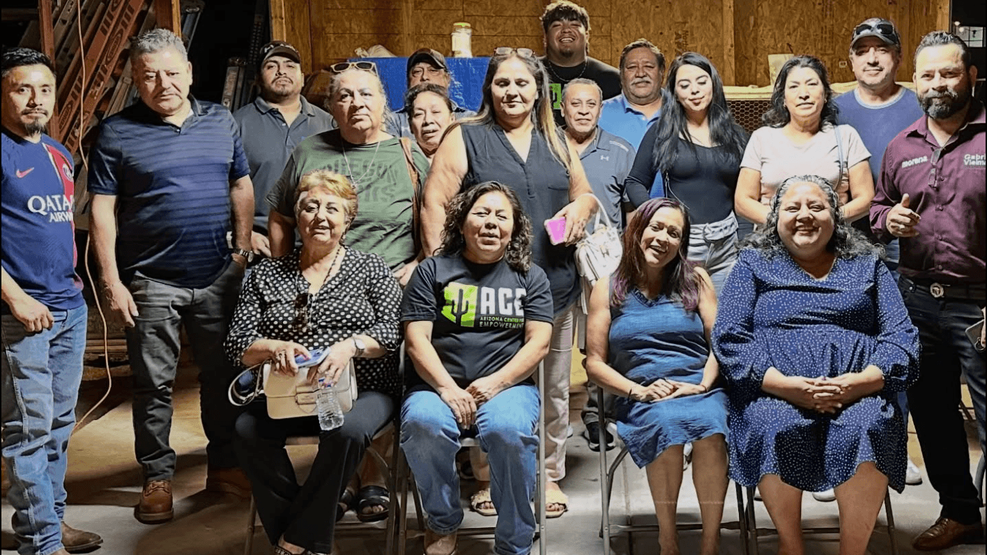 Photo: Arizona Center for Empowerment (ACE) members gather at a member-hosted house party to discuss this year’s election and the state of the moment.