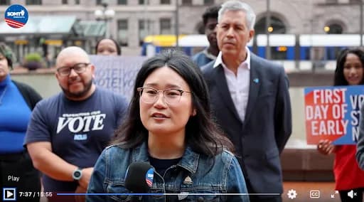 Screenshot: Minnesota organizers hold a press conference promoting the first day of early voting on September 18, 2026.